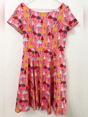 Eva Rose Umbrella Print Retro Pin Up Dress Size XL